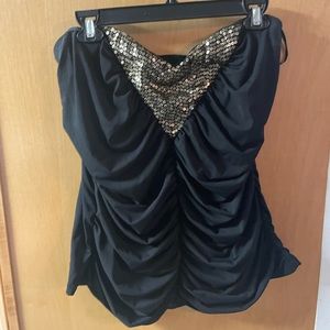 Black strapless beaded top